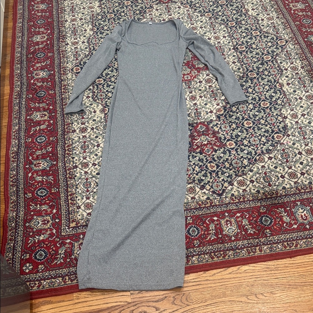 Chic Long Sleeve Gray Dress
